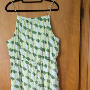 Banana Republic Factory Green & Yellow Geometric Maxi Dress XXL